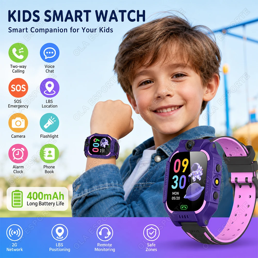 Kids SmartWatch SIM Card Two-way Call Voice Chat SOS LBS Positioning Alarm Clock Camera Flashlight Children Smartwatch Gift H10