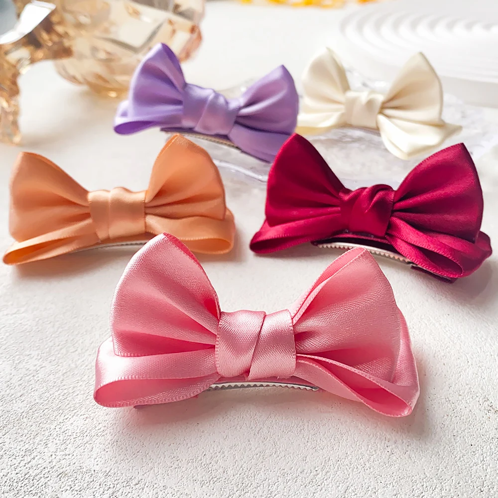 2Pcs/set Bow Hair Clip Girl Kids Cute Hair Bands Hair Accessories Baby Handmade Cloth Headwear Bowknot Hairpins Headdress Gift