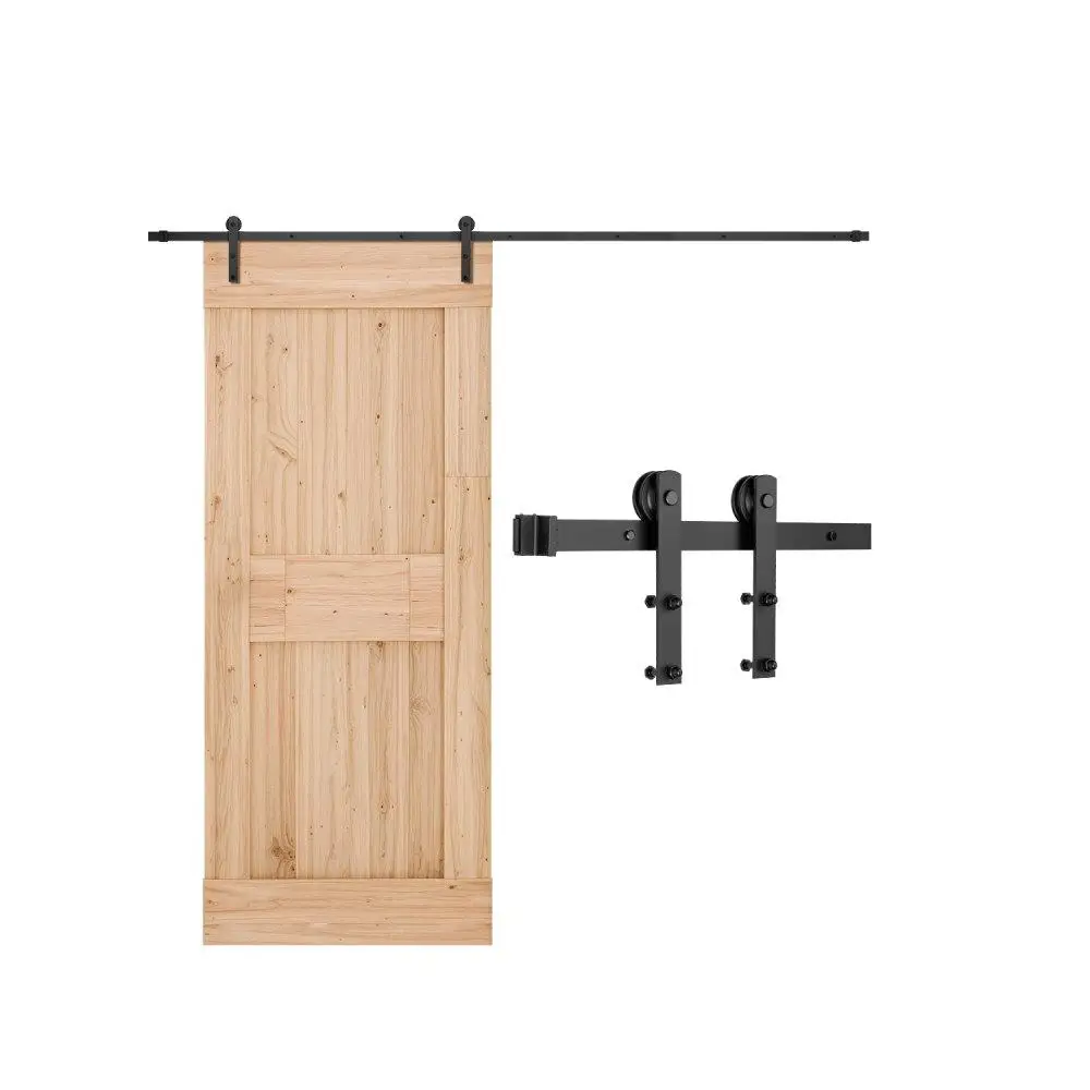 

10FT Sliding Barn Door Hardware Kit Ishape for single Track System for Wooden Doors Easy Installation Durable Stable Design