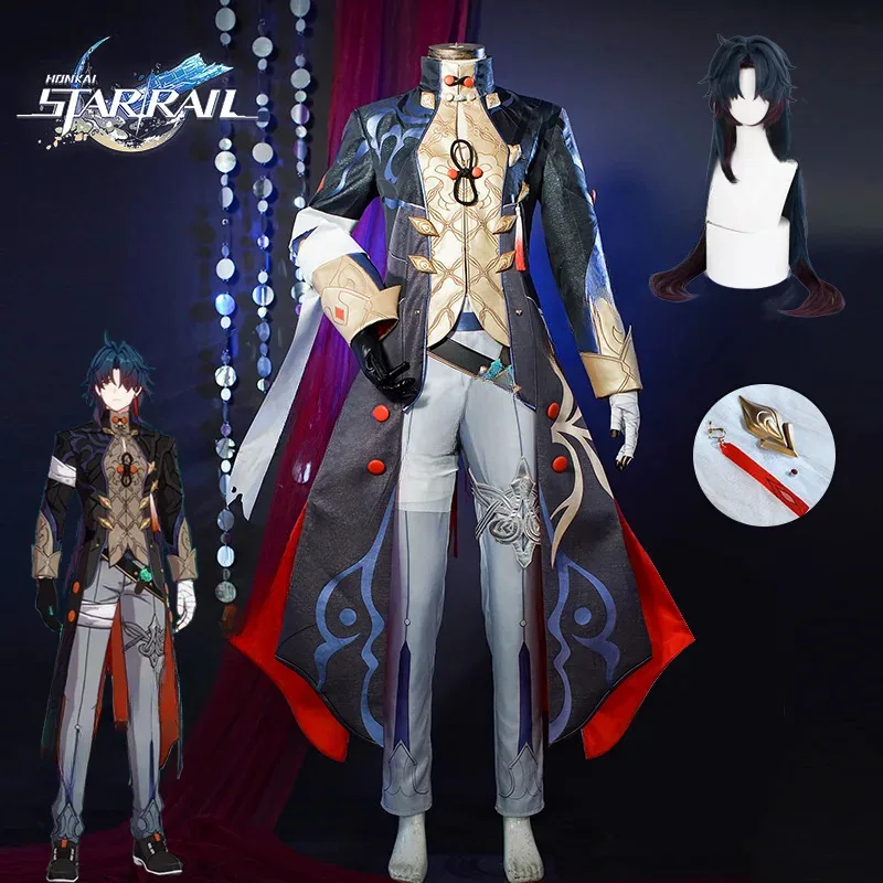 

Honkai Star Rail Blade Cosplay Costume Wig Uniform Earrings Stellaron Hunters Astral Express Halloween Party Outfit Women Men