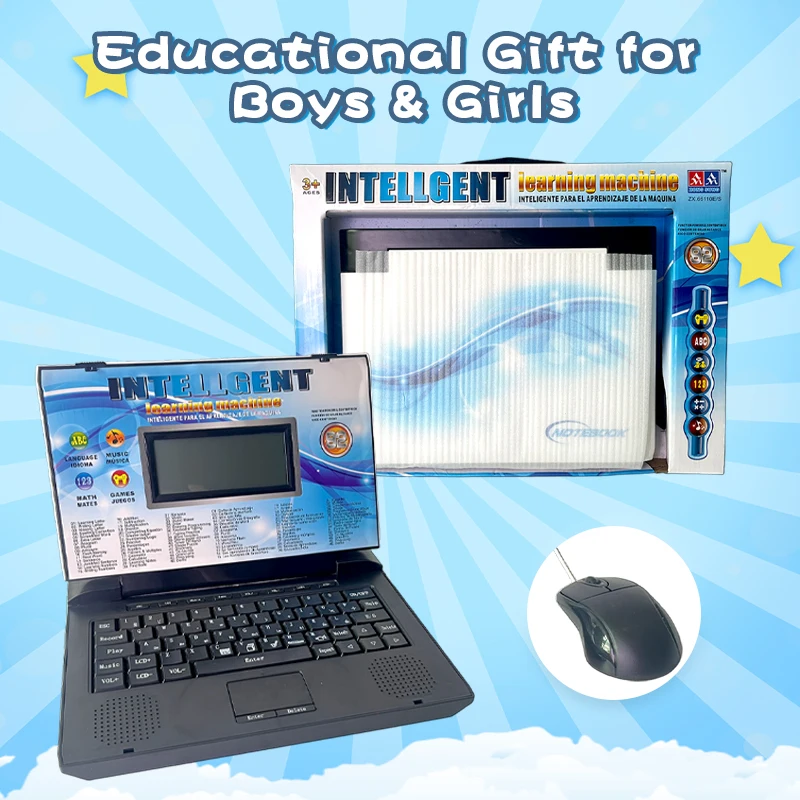 어린이 교육용 노트북 장난감(3세 이상) – ABC, 수학, 음악, 논리, 타이핑, 그림 및 기타 학습 게임 60개 이상 – 이중 언어 지원