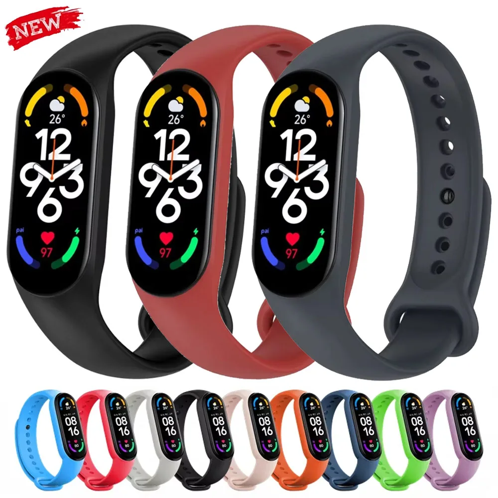حزام سيليكون لساعة Xiaomi Mi Band 7 6 5 سوار رياضي مريح للتنفس سوار معصم بديل Xiaomi mi band 7 6 5 4