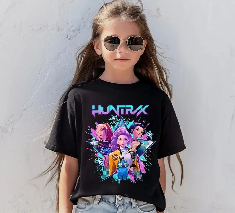 T-shirt Huntrix pour adolescents, Mira Rumi Zoey Kpop Devil Hunter, T-shirt d'anniversaire, saison de rentrée scolaire, cadeau d'anniversaire pour enfants, haut d'été