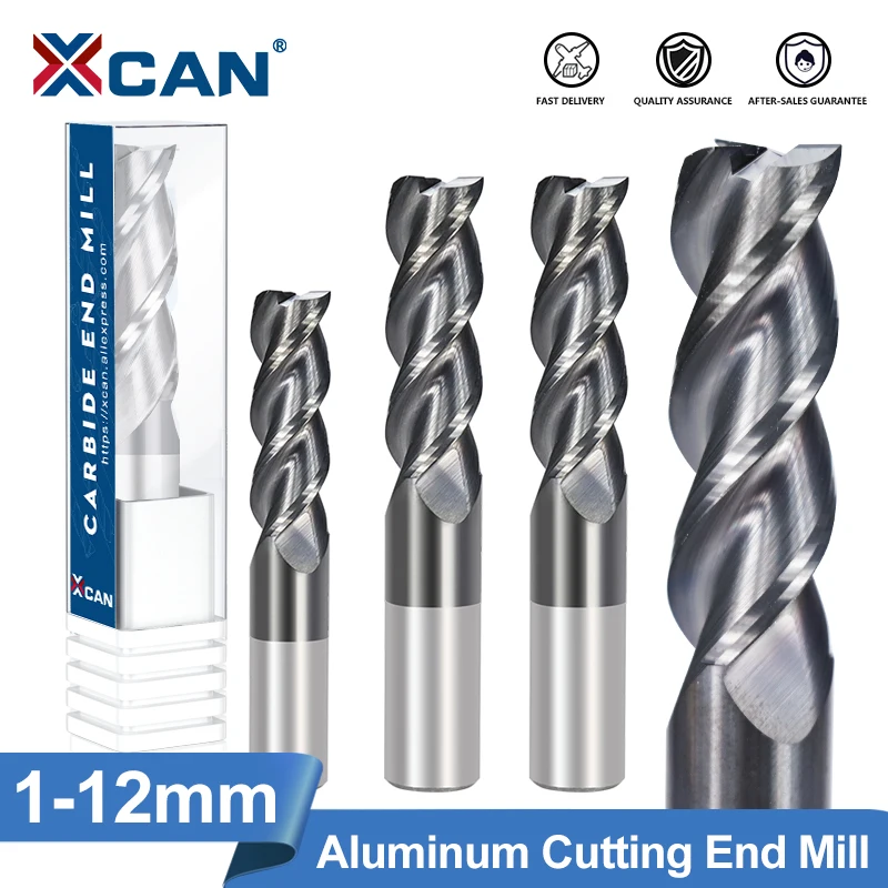 XCAN freze kesicisi karbür End Mill 1-12mm 3 flüt End freze Bit CNC kesim makinesi freze aracı yönlendirici bit