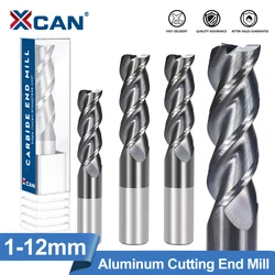 XCAN-카바이드 밀링 커터 엔드 밀 1-12mm, 3 플루트 엔드 밀링 비트, 알루미늄 절단 CNC 기계 밀링 공구 라우터 비트