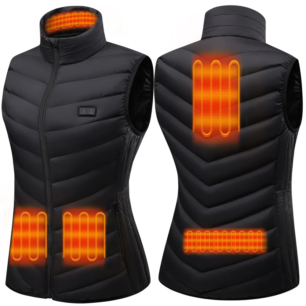 Women USB Infrared 17 Heating Areas Vest Jacket women Winter Electric Heated Vest Waistcoat For Sports Hiking Oversized 5XL