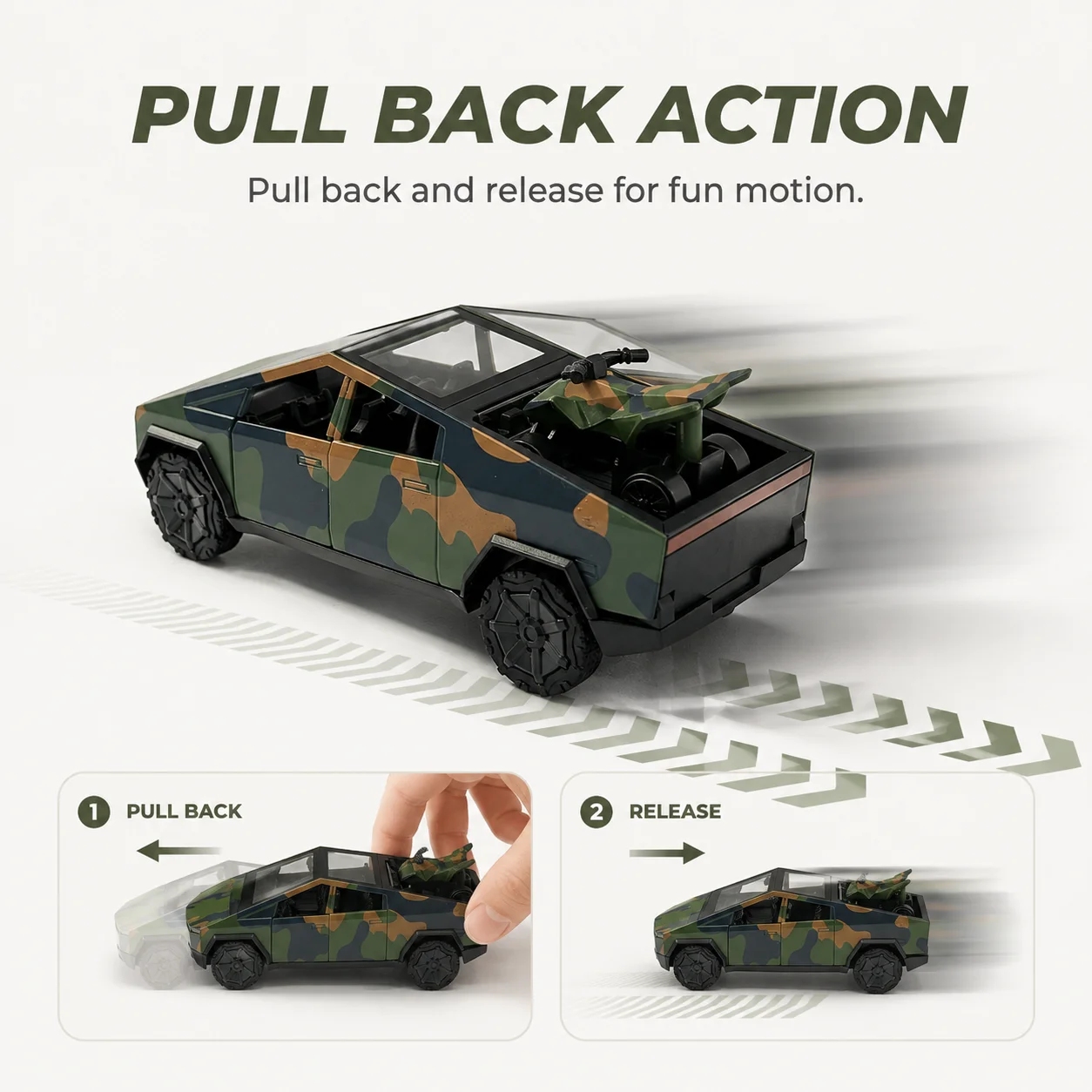 (Corrugated Box) Sharp-body Futuristic Pickup Style Toy Car, Powerful Spring, Metal Casting,the Best Gift. view 2