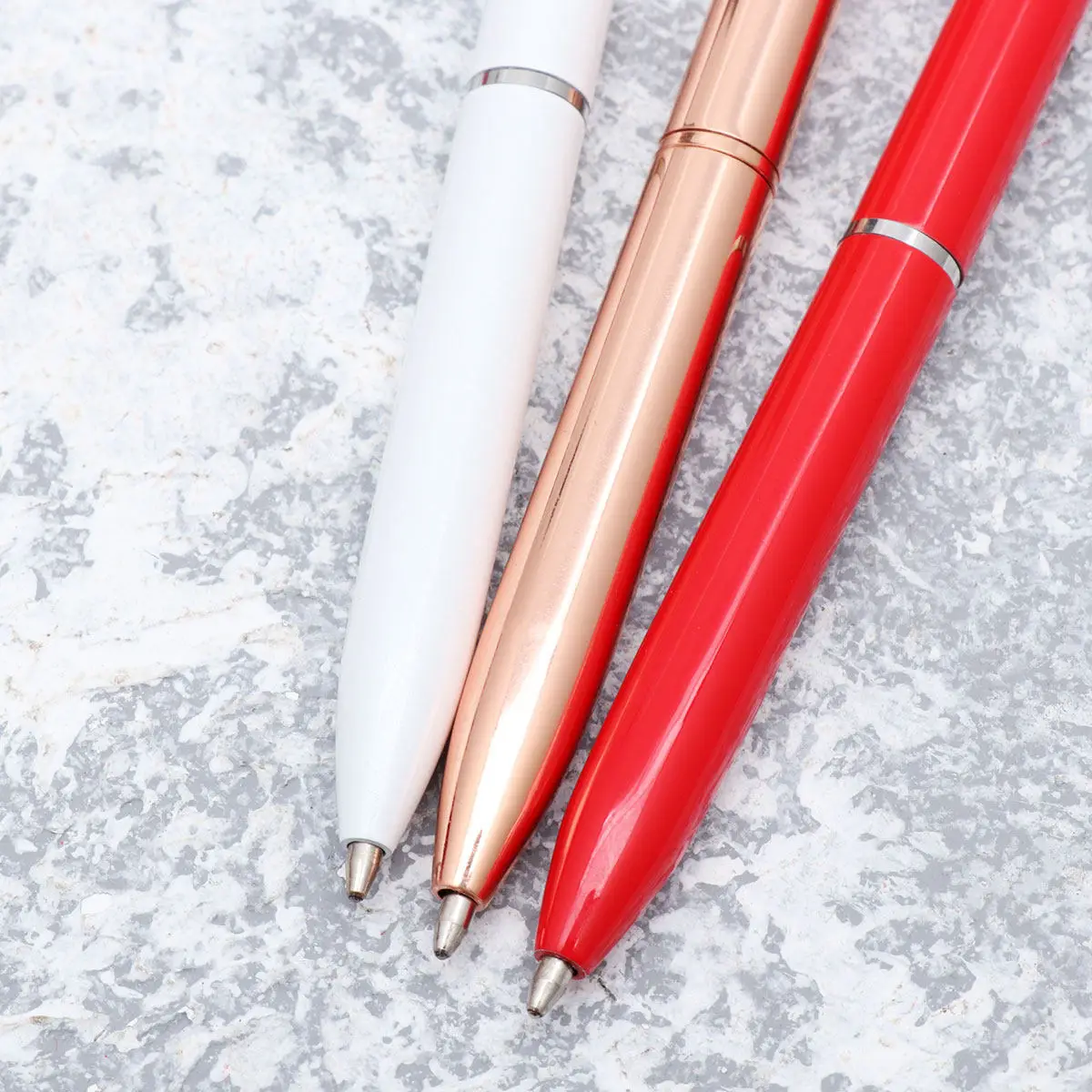 

3pcs Colorful Diamond Ballpoint Pen Metal Crystal Bling Office School Supplies Gift For Women Girls Rose Gold Red White