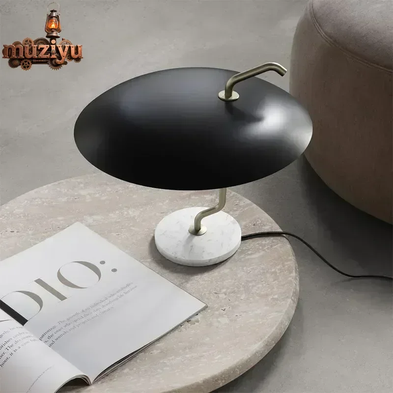 

Muziyu Nordic Style Bedroom Table Lamp Living Room Post-modern SimpleNightstand Table Lamp Black Marble Indoor Lighting