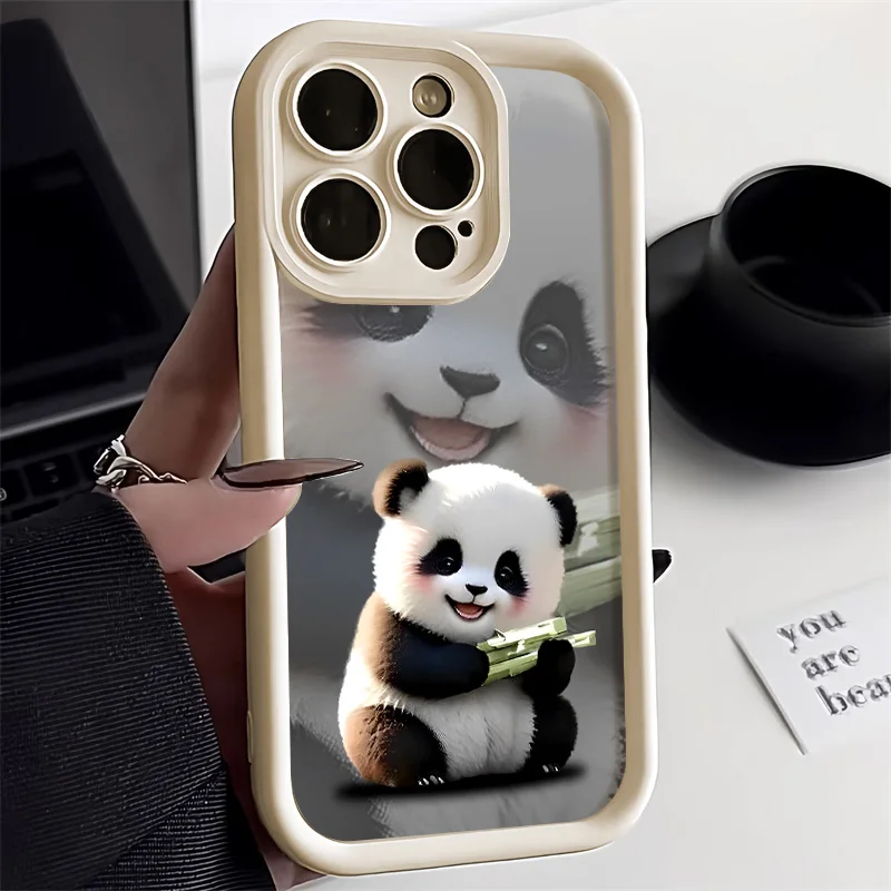 Bonita Funda de Panda para iPhone 11, 15, 12, 11, 14, 13, 16 Pro Max, 14, 15, 16 Plus, X, XS, 16, 16 Pro, 11Pr, Funda a prueba de golpes