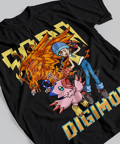 T-Shirt UNISEX DIGIMON SORA Y BIYOMON TRANSFORMACIÓN ​BIRDRAMON