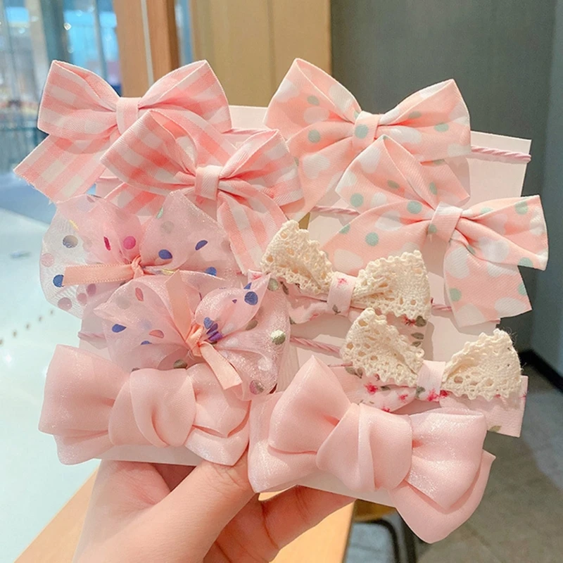 

1 Set Baby Girls Hair Bands Candy Color Big Bow Children Girls Tie Ponytail Head Rope Hair Loop Flower Mesh Hairpin Barrettes