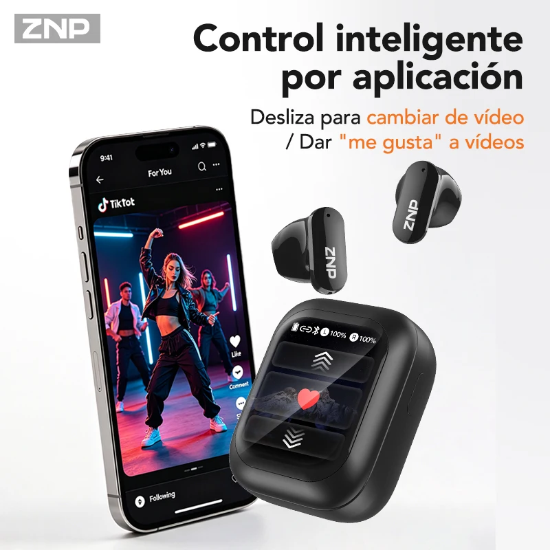 Audífonos Inalámbricos ZNP N04 TWS con Pantalla Táctil, Bluetooth, Traducción por IA, Ajuste Cómodo y Reducción de Ruido