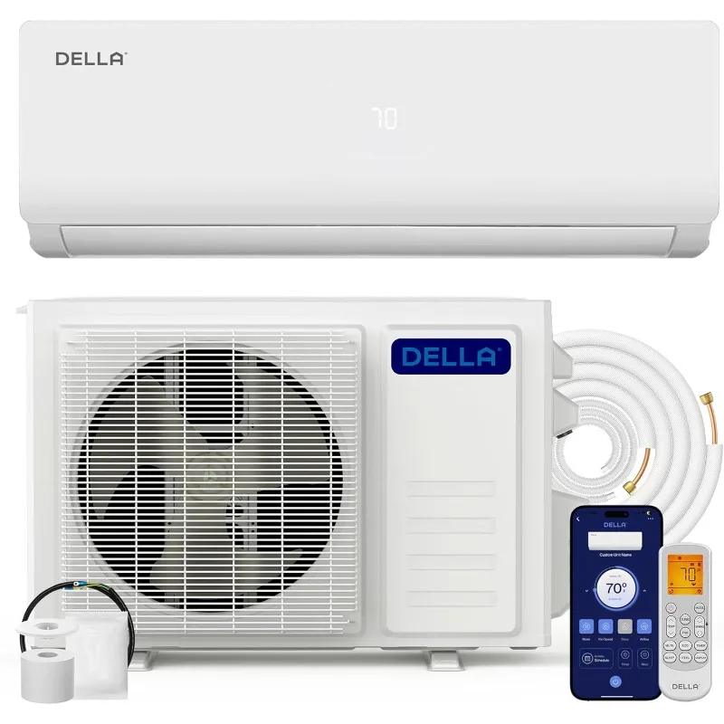 18000 BTU Wifi Mini Split AC Work with Alexa 19 SEER2 Cools Up to 1000 Sq.Ft 1.5 Ton Heat Pump Pre-Charged & 16.4ft Installation