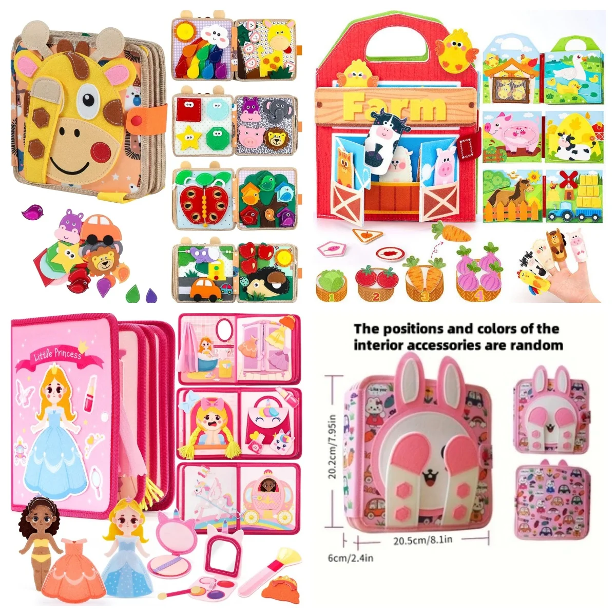 Frühe Bildung, Aufklärung, beschäftigtes Brettspielzeug, Geschichtenstoffbuch, farbenfrohes Lernspielzeug für Feinmotorik, Reisespielzeug