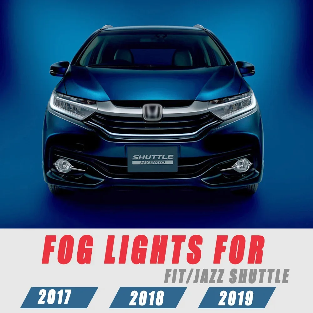 Front Bumper Fog Lamp Upgrade Kit FOR HONDA FIT JAZZ SHUTTLE 2017 2018 2019 Version Additional Foglight Set Switch + Wiring