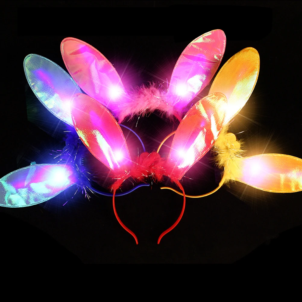 

Luminous Headb Rabbit Ears Kids Flash Hair Hoop Christmas Animal Lightweight Party Carnival Easter New Year Hair Tools