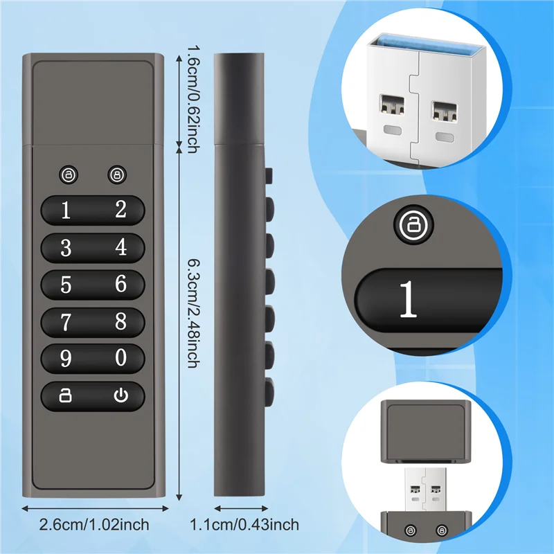 Безопасный USB-накопитель, USB-флеш-накопитель с шифрованием Volkcam, 32 ГБ, аппаратная память с паролем и клавиатурой U-диском Flash-TCES