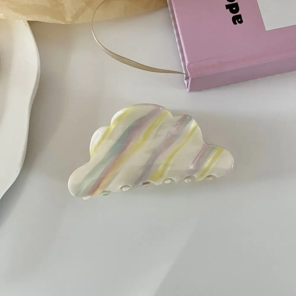 

Elegant Rainbow Cloud Acetic Hair Claw Colorful Stripe Stripe Shark Clip Korean Style Geometric Rainbow Hair Clip Party