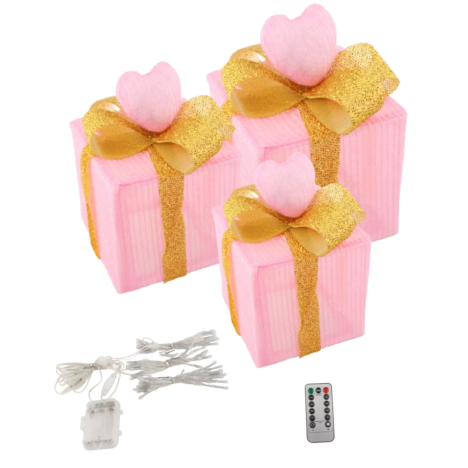 

Lighted Gift Boxes Christmas Decorations Boxes 3Pcs Ornaments with Bows for Xmas Christmas Tree Fireplace Home Indoor Outdoor