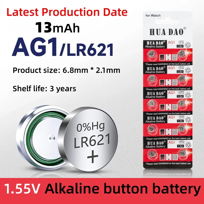 

AG1 LR621 13mAh 364 V364 164 531 SR621 SR621SW SR60 CX60 1.55V Alkaline Battery for Watch Car Key Remote Toy Button Coin Cell