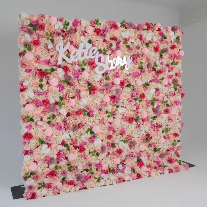 Royal Series 3D Deluxe Light Pink Rose Red White Magnolia Wedding background Mixed flower wall Peony fabric decoration party