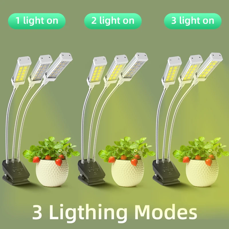 Fyto Lamp Volledig Groeispectrum 187Umol/S Timing Dimbare Clip Tafellamp Voor Kamerplanten Bevorderen Kieming