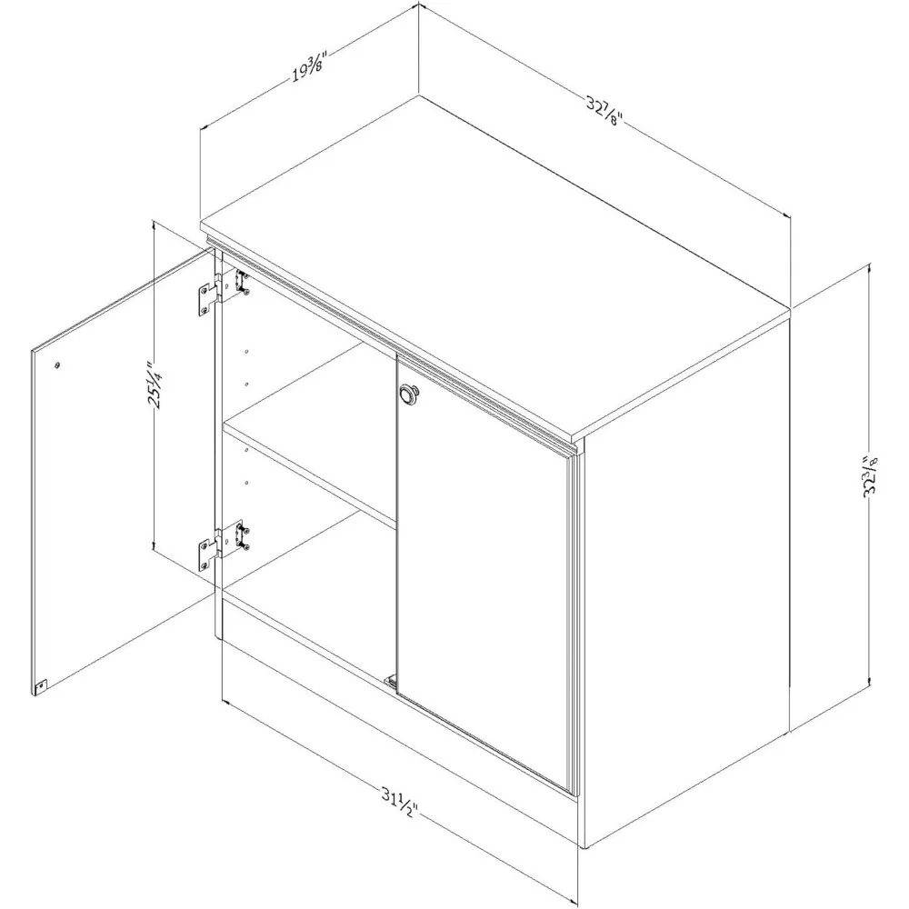 Мелкий шкаф для хранения, 2 двери, 19,38 дюйма D x 32,88 дюйма W x 32,38 дюйма H, Royal Cherry