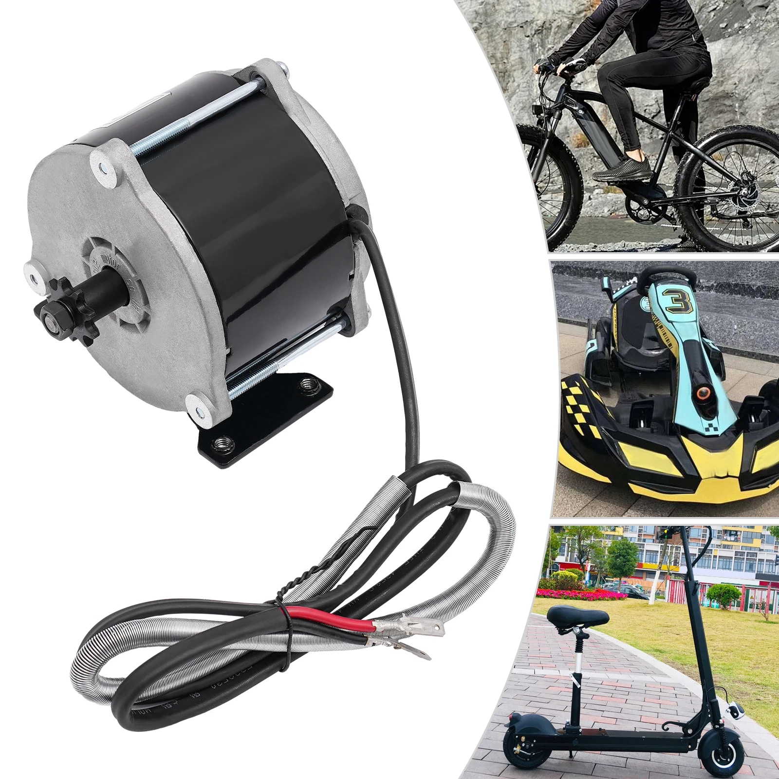 

500W 24V Gear Electric Motor Electric Bicycle Brushed Motor, Brushed DC Motor for Mopeds,Bikes,Pocket Bikes,Electric Dirt Bike