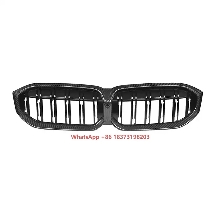 

Dry Carbon Fiber Gloss Black Double Slats Front Grille Fit for 3 Series G20 G28 Front Bumper Kidney Grill 2023+