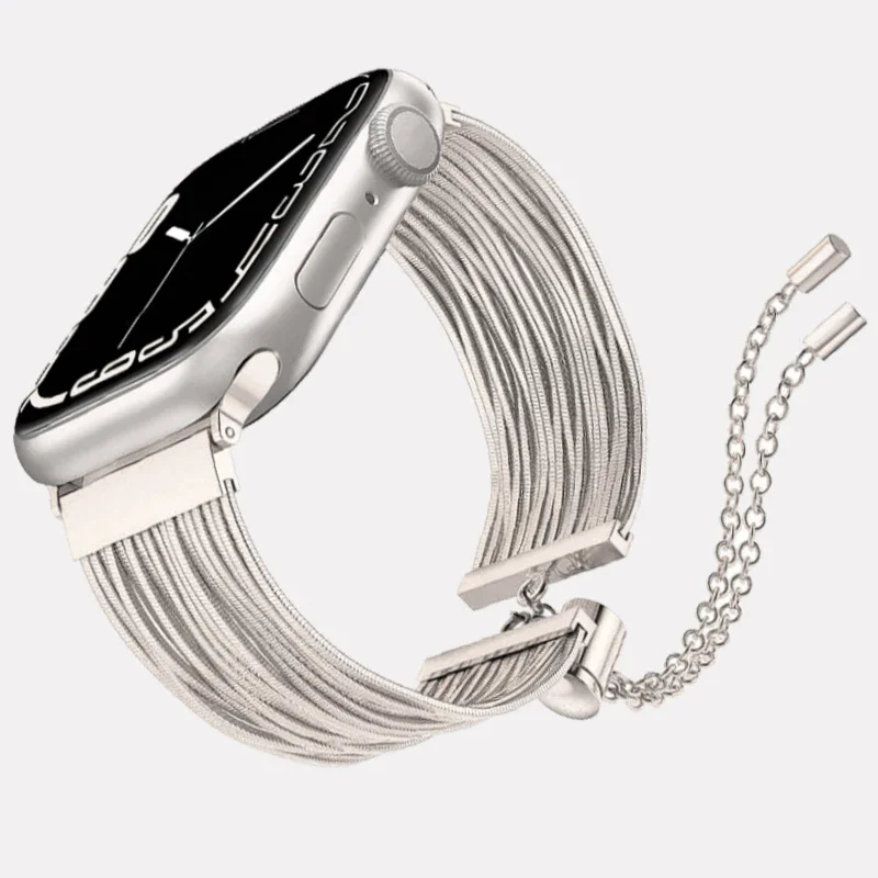 Steel Strap For Apple Watch Ultra 2 1 Band 49mm 45mm 41mm 44mm 40mm 42mm 38mm Women Chain IWatch Series 9 8 7 6 SE 5 4 Bracelet