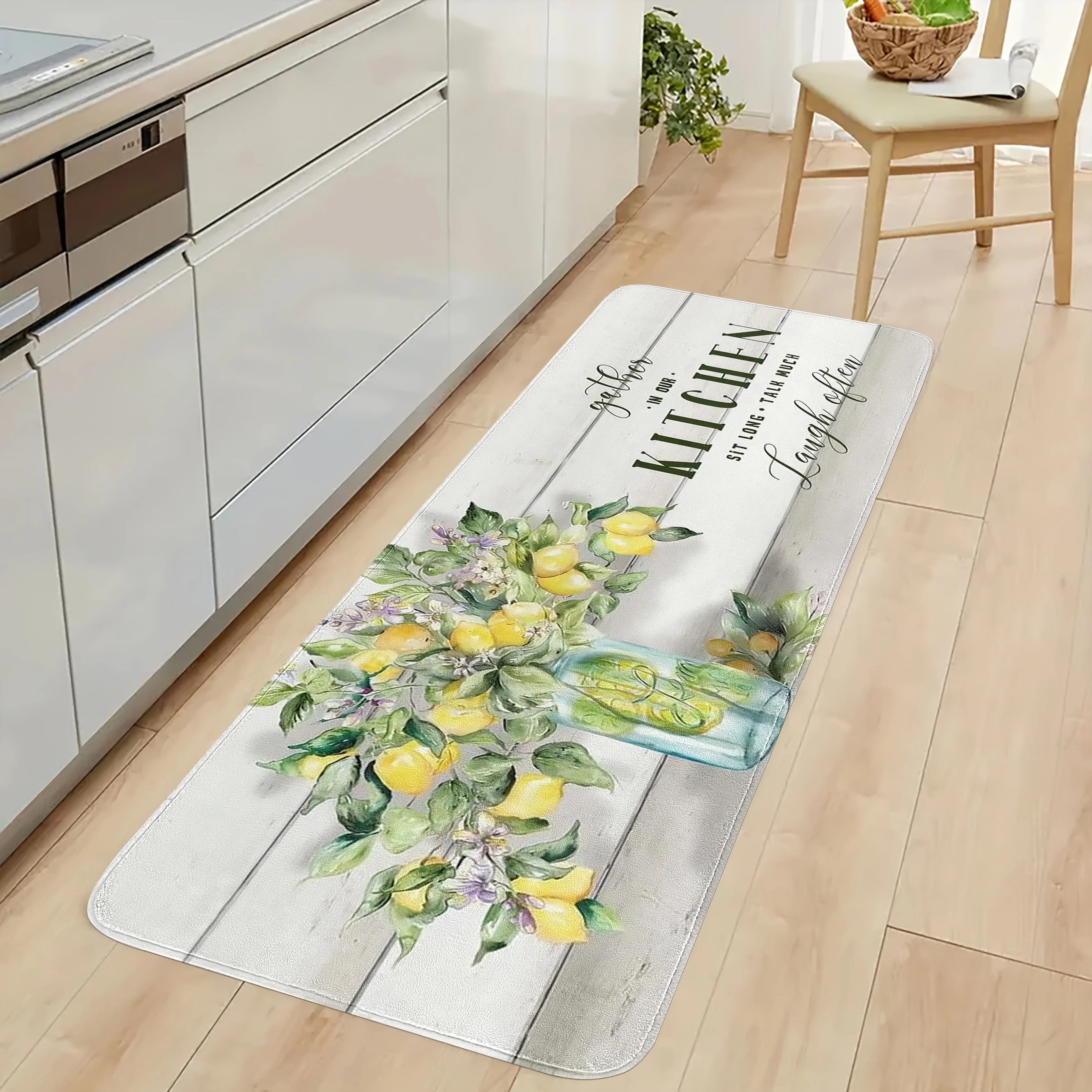 

1PC Sunny Kitchen Pattern Kitchen Rug Non-Slip Door Mat Pop design Bathroom Rug Bath Mat Carpet for Home Sink Laundry ecoreeree