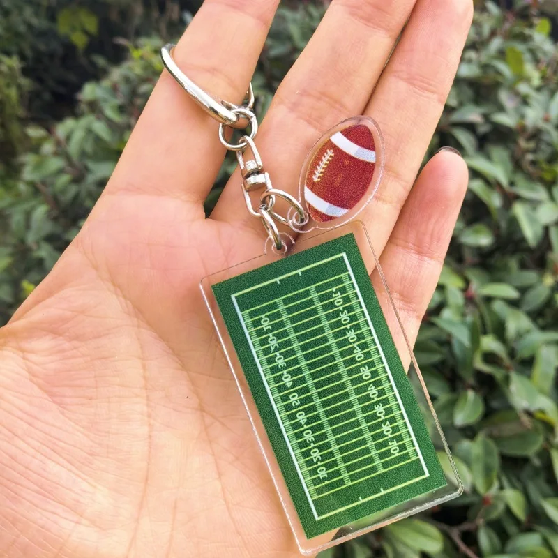 Acrylic Baseball field football field Keychain Double Sided Mini Sports Keyring Bag Pendant Car Key Chains Souvenir Gift