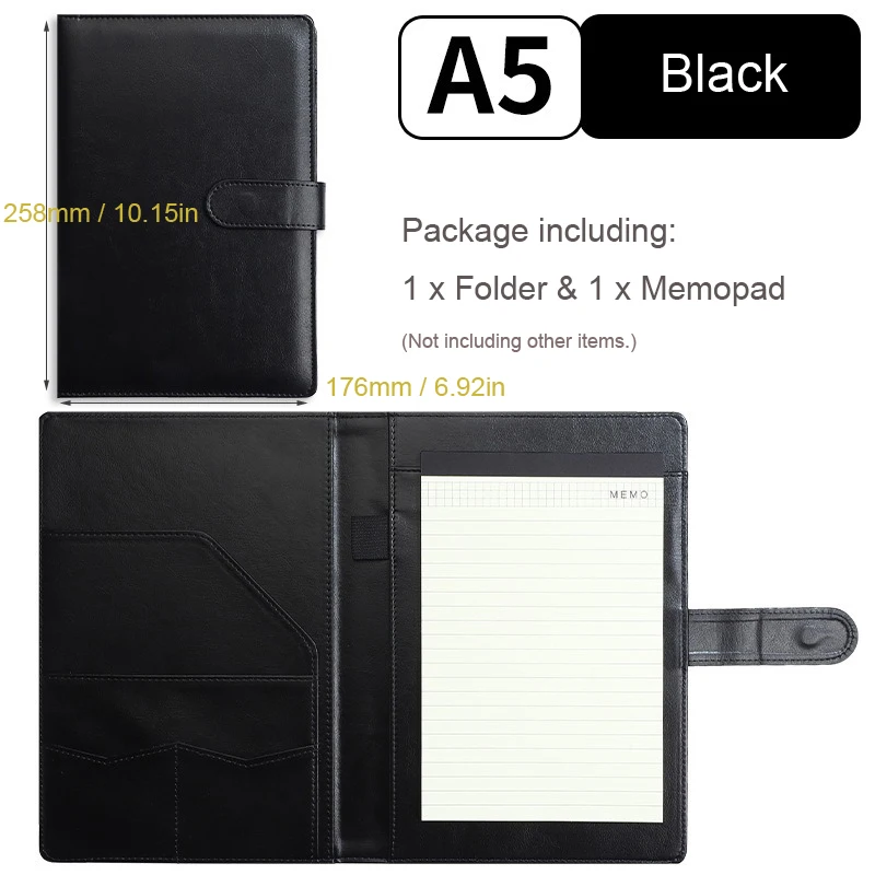Mini A5 Padfolio Portfolio Binder Brown Legal Writing Pad Document Organizer مجلد لمكتب المدرسة والفندق 7 × 10 بوصة #6