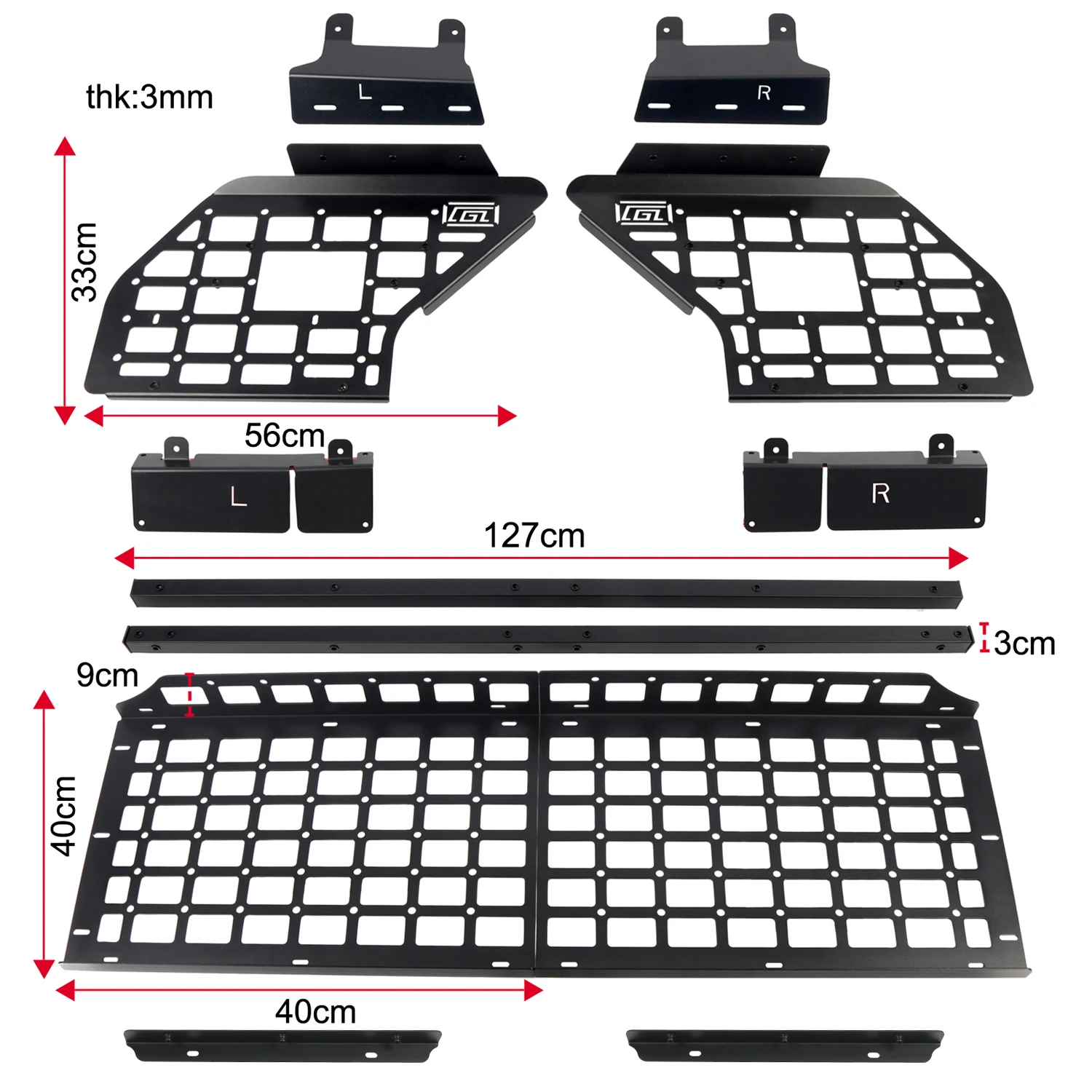 For Toyota Fortuner 2016 2017 2018 2019 2020-2023 Accessories Window MOLLE Panels Car Rear Trunk Debris Rack Car-Styling