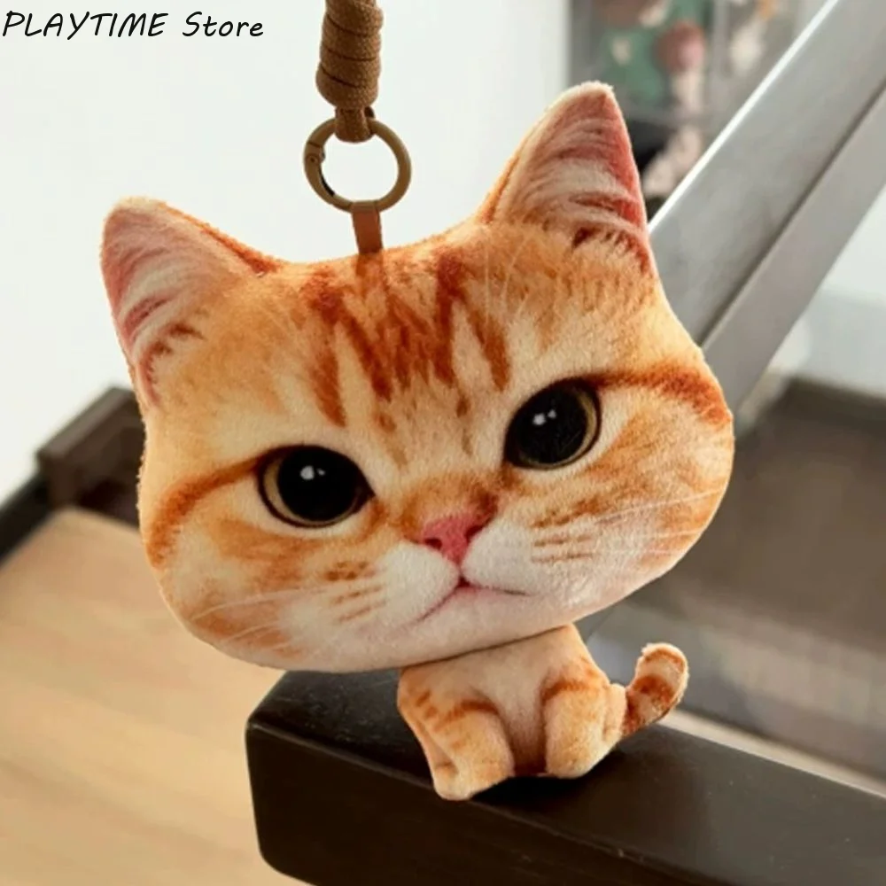 Creative Big Headed Cat Pendant 3D Printing Cute Cartoon Cats Animal Pillow Simulation Realistic Cat Sofa Cushion Home Decor