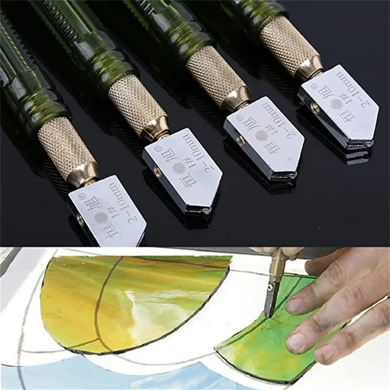 2-10mm Glass Cutter Roller Diamond Tip Antislip Carbide Metal Plastic Handle Oil Feed Cutting Tool Ceramic Tile DIY Cutter