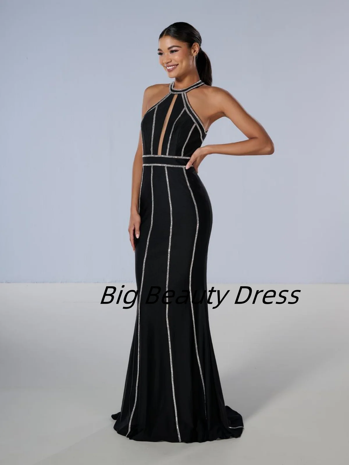

TIANTIAN Customized Sexy New Long Skirt Round Neck Sleeveless Sparkly Decoration Retro Party Women Dress فساتين سهرات
