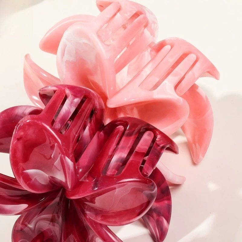 3pcs/set Fashion Women Flower Hair Claws Hawaiian Gradient Hair Clips Vacation Beach Tropical Frangipani Accessories Gifts