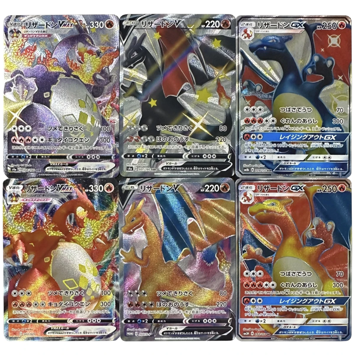 

6Pcs/set Diy Ptcg Charizard Series Texture Flash Cards Self Made Classic Game Anime Collection Cards Gift Toys