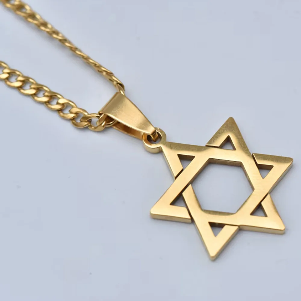 Vintage Jewish Hexagram Amulet Necklace Stainless Steel Star Of David Pendants Necklaces For Women Talisman Jewelry Wholesale