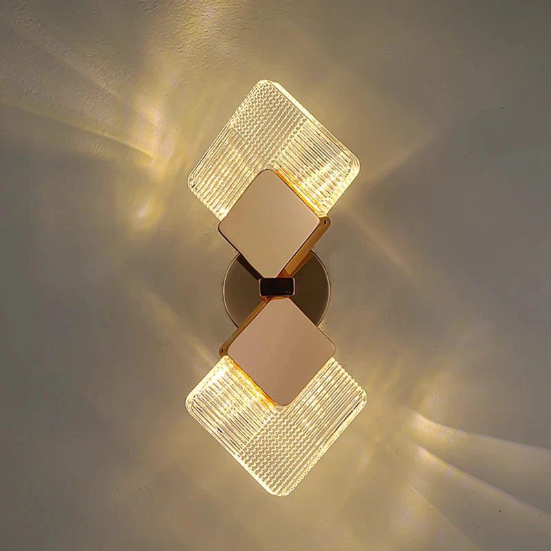 

Modern Minimalist Luxury Square Acrylic Rotatable Wall Lamp Living Room Tv Background Bedroom Bedside Study Room Lighting