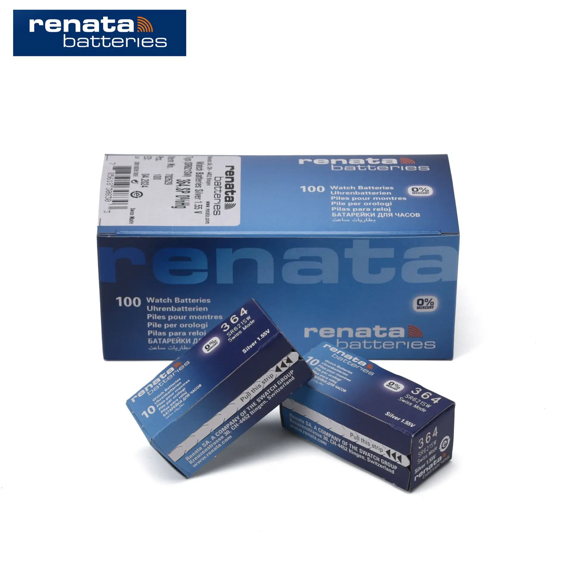 100Xrenata Silver Oxide Watch Battery 364 SR621SW 621 1.55V 100% original brand renata 364 renata 621 battery