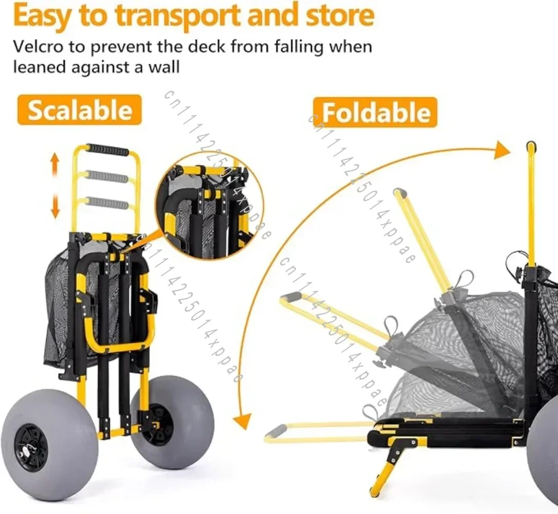 Atmospheric Ball Wheels Foldable Beach Trailer and Beach Wagon Suitable With 12 Inch For 18.5-inch X 15 Inch Cargo