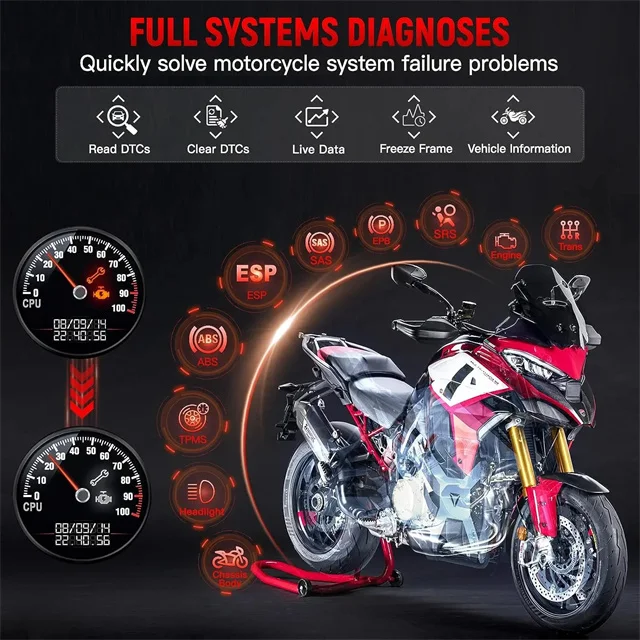 

ANCEL MT510 Motorcycle Full System Diagnostic Scanner OBD2 Fit for Ducati for Harley for ECU Coding Tool Engine ABS TPMS