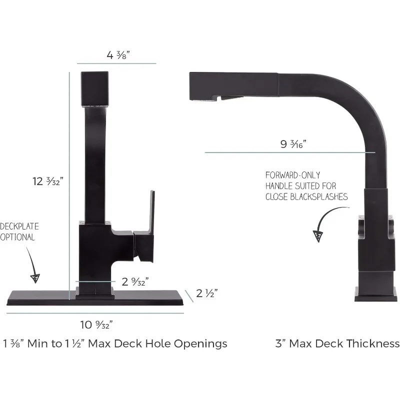 Arkitek Kitchen Faucet with Pull Out Sprayer, Single Handle, High Arc, Matte Black Finish, LG534LPMB