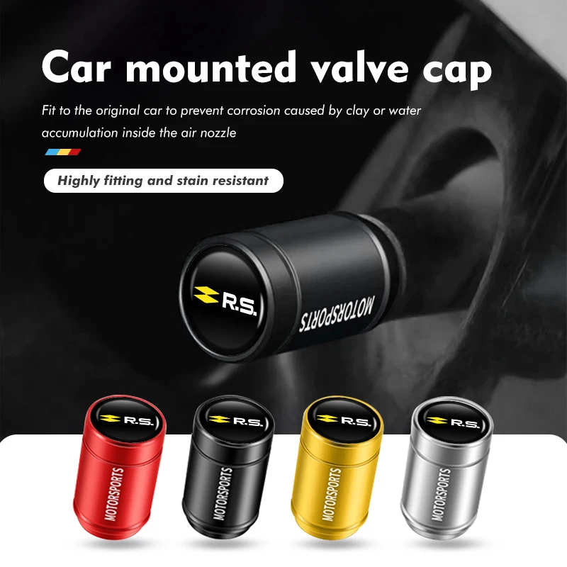 4pcs Car Wheel Tire Valve Core Cap Car Logo Styling Accessories For Renaul RS Sport Megane 4 2 Clio 5 Line Sandero Scenic Logan