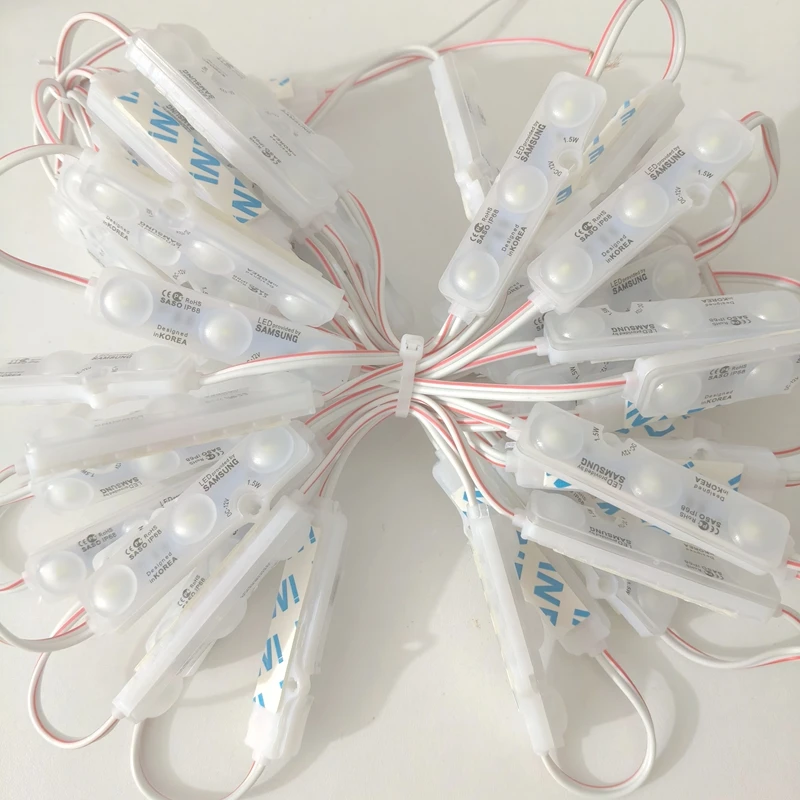 50 stks 5730 SMD LED Module Verlichting IP67 Waterdicht 3 LED Back Lights DC12V 1.5 W Spiegel Licht Rood Blauw groen Wit Led Module