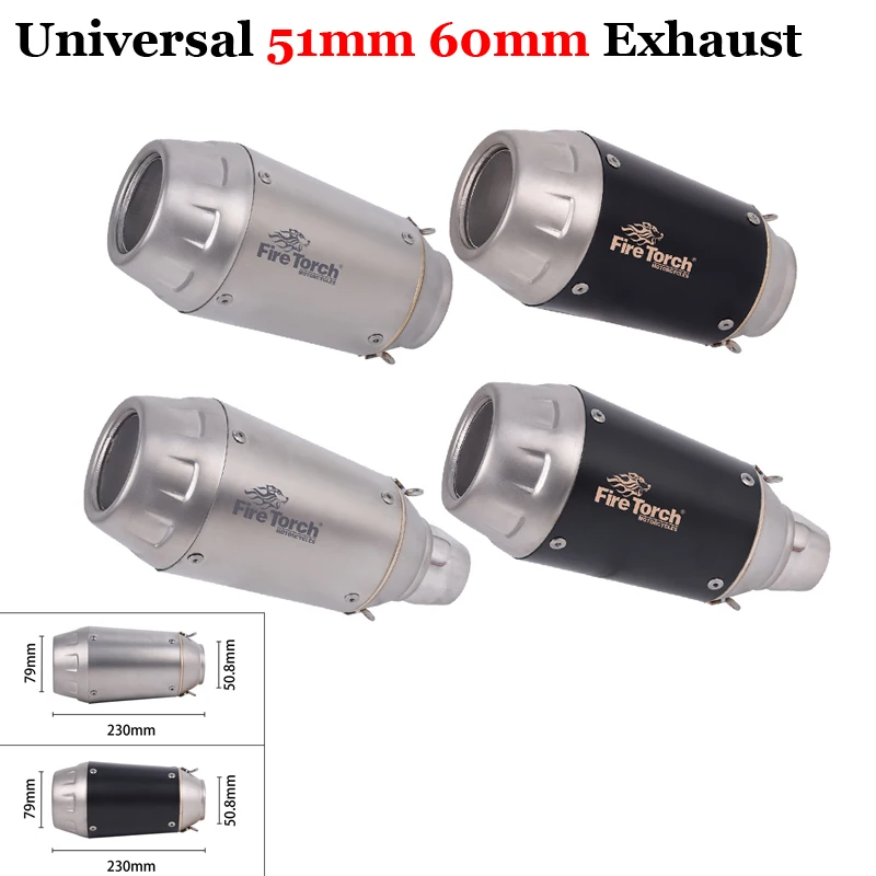 

Universal 51mm 60mm Motorcycle Exhaust Muffler Pipe GP Motocross Escape DB Killer For Ninja 650 MT07 MT09 Z1000 Sv650 ER6N R1