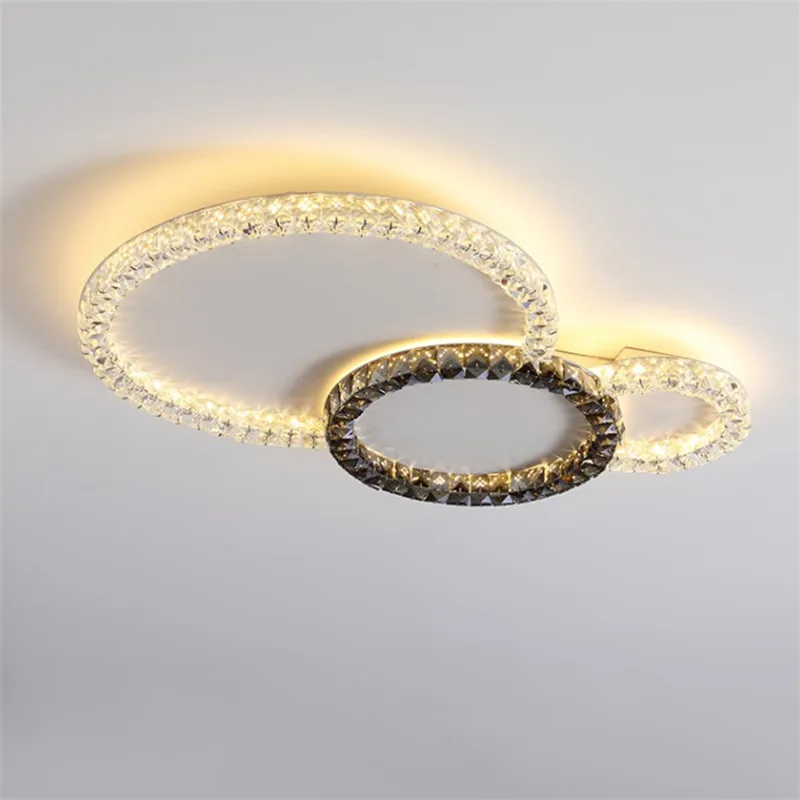 

Elegant Crystal Ring LED Ceiling Light Simple round Circle Lamp Design for Living Room Bedroom Fashion Home Decor